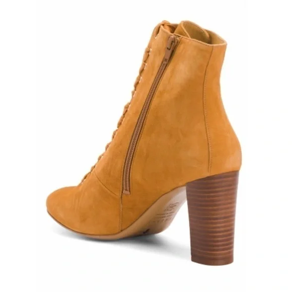 Sezane Alicia Heeled Booties 6.5 NIB Lace Up Suede Leather French Almond Toe - Picture 13 of 15